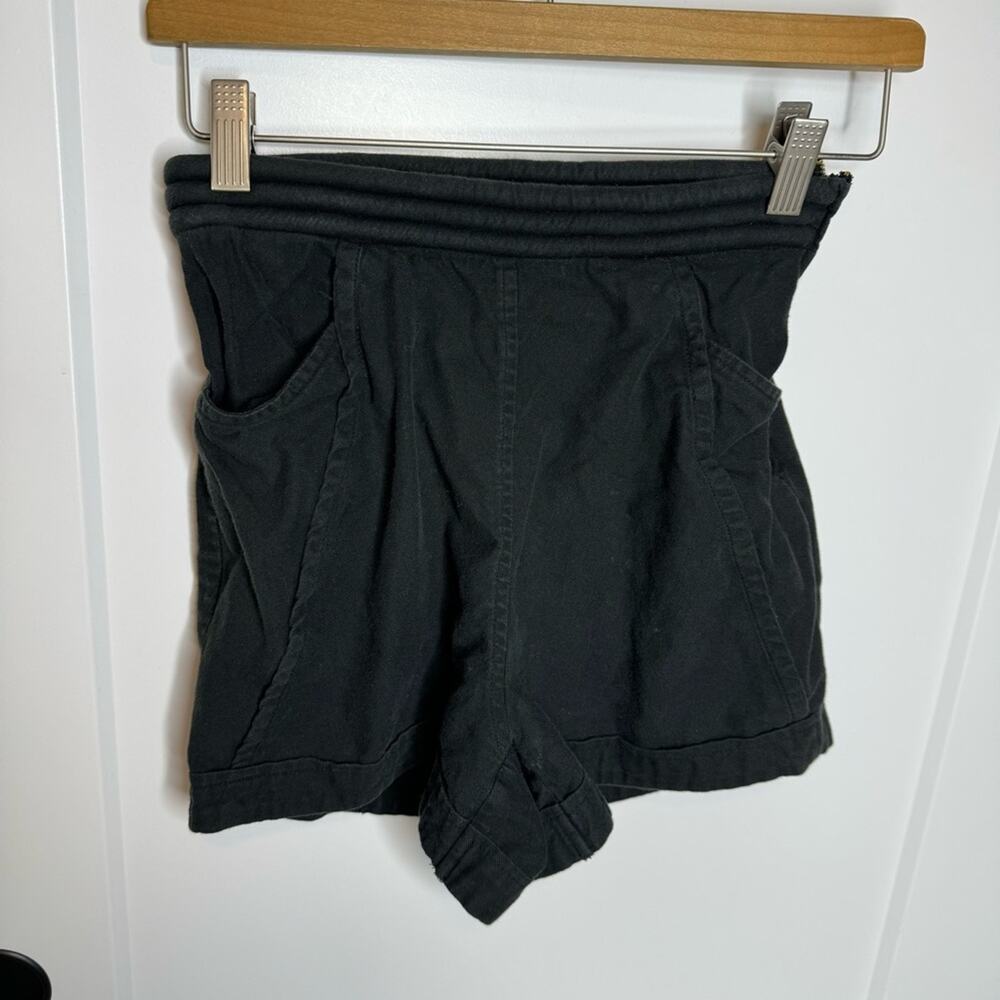 Samantha Pleet Black High Waisted Cotton Wool Side Zip Shorts Size 2